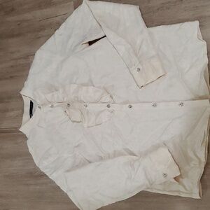 Zara  Long sleeve cream buttonup top with ruffles size s